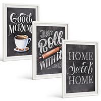 BILDER SET 3er Set - 40x60 cm Weißer Rahmen - Motive und Inschriften für die Küche - Weiß, Kunststoff (40/60cm) - TULUP