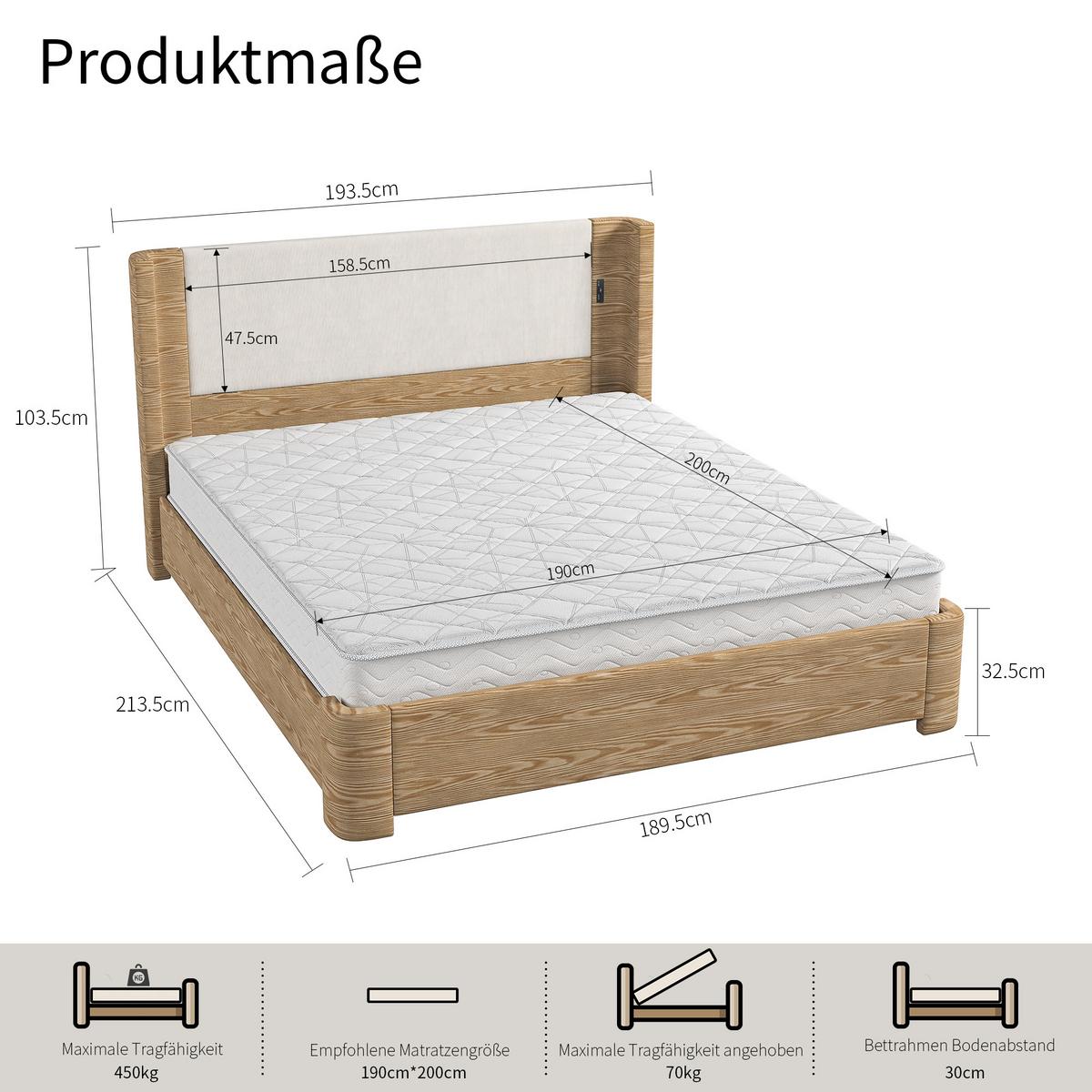 POLSTERBETT Beige Samt King Size 190X200 Stauraumbett mit LED & Gaslift - Beige, Textil (190/200cm) - Urban Meuble