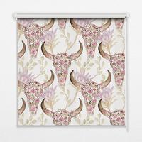 INNENROLLO - Fensterrollo - Rollo - 120x140 cm - Bunte Büffelköpfe - Pink, Kunststoff (120/140/0.5cm) - TULUP