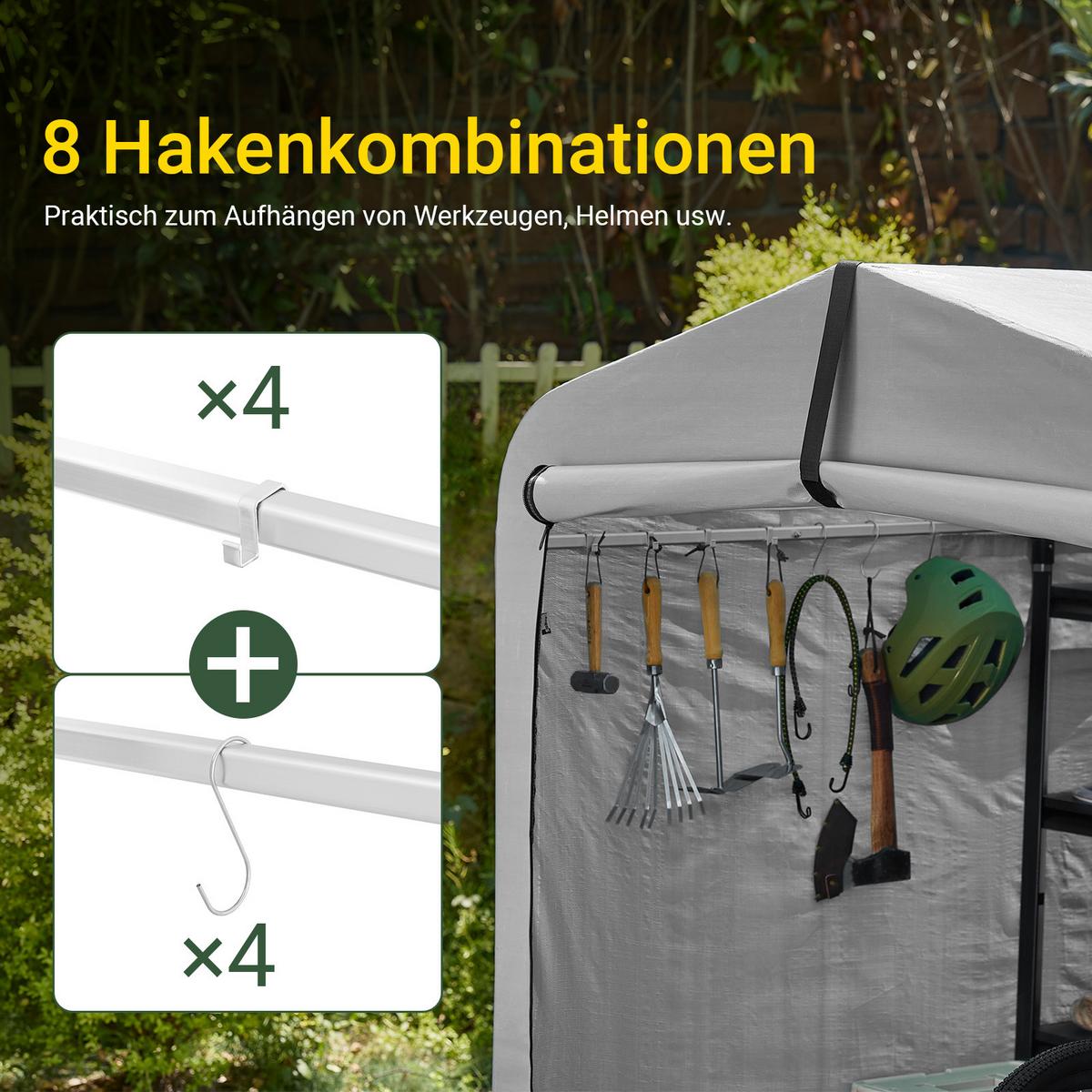 FAHRRADGARAGE Wetterfest für 2-4 Fahrräder, 159x165x219 cm - Silberfarben, Kunststoff (159/165/219cm) - SoBuy