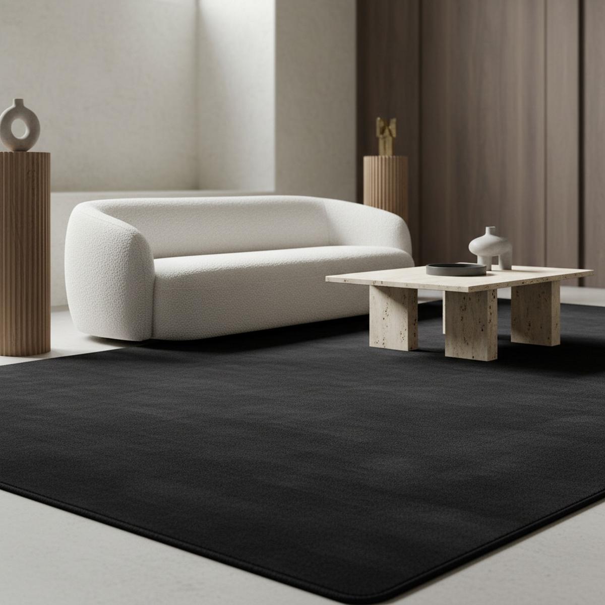 TEPPICH Kurzflor Waschbar LECH in Schwarz, einfarbig, 140 x 200 cm - Schwarz, Textil (200/140cm) - KADIMA DESIGN