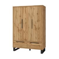 DREHTÜRENSCHRANK HALLETTA 145/210/60 cm 3-türig Eiche Wotan - Eiche Wotan, Holzwerkstoff (145/210/60cm) - MASSENO