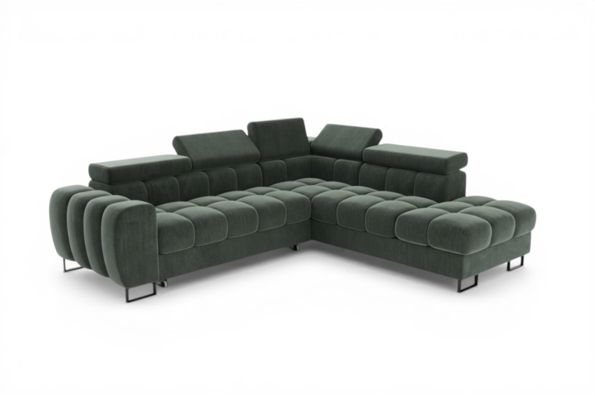 ECKSOFA Bastien Max Mit Schlaffunktion - Grün, Holzwerkstoff/Textil (260/225cm) - Fun Möbel