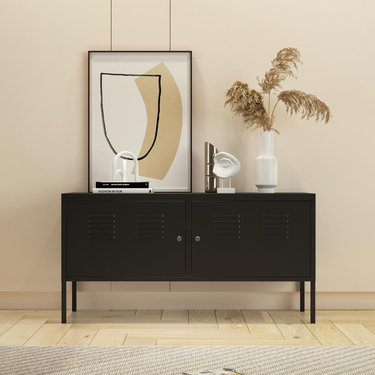 SIDEBOARD Pyhtää - Schwarz, Metall (40/60/118cm) - [en.casa]