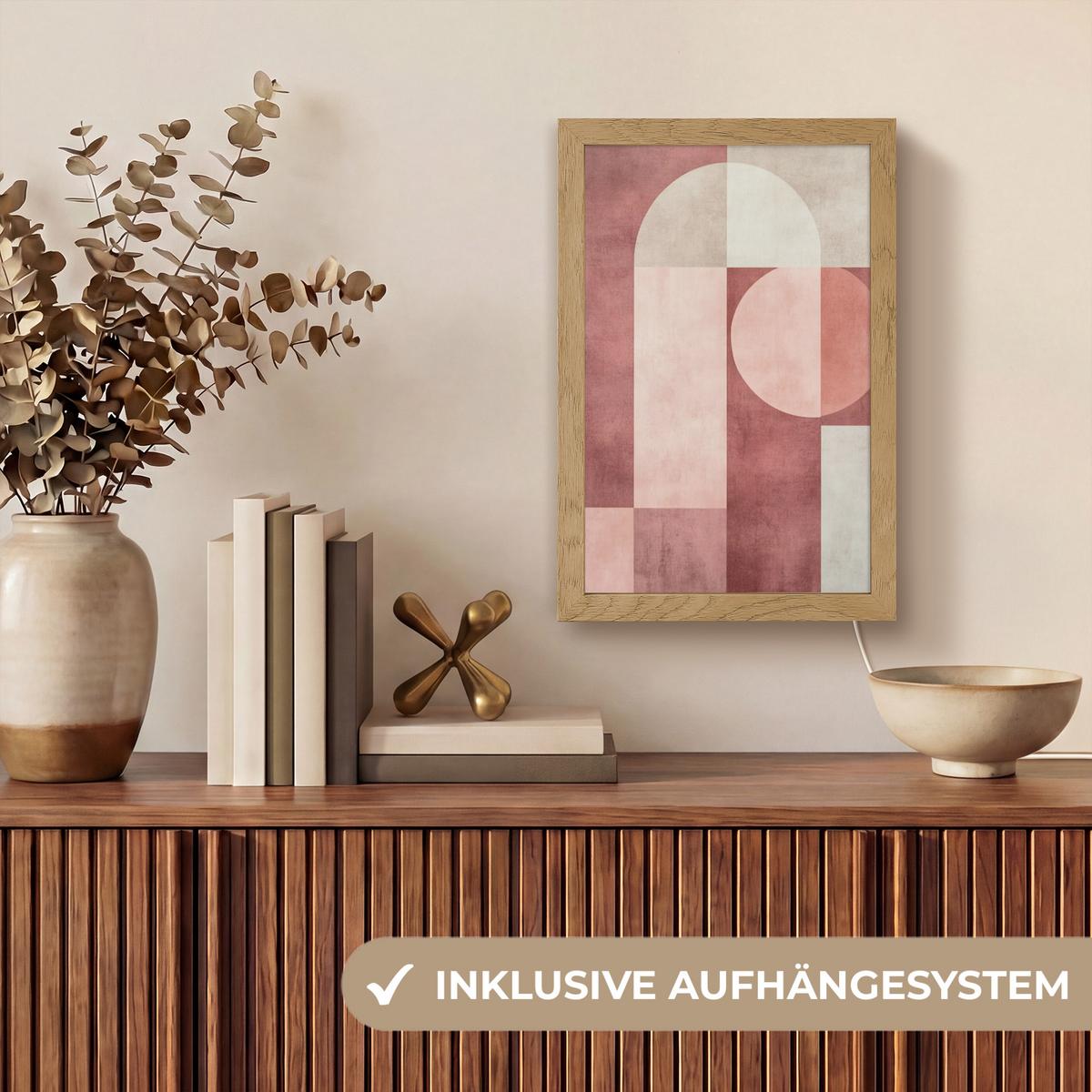 WANDLEUCHTE Figuren - Abstrakt - Rosa 20x30 cm - Altrosa, Holzwerkstoff (20/30/8cm) - OnlyWow