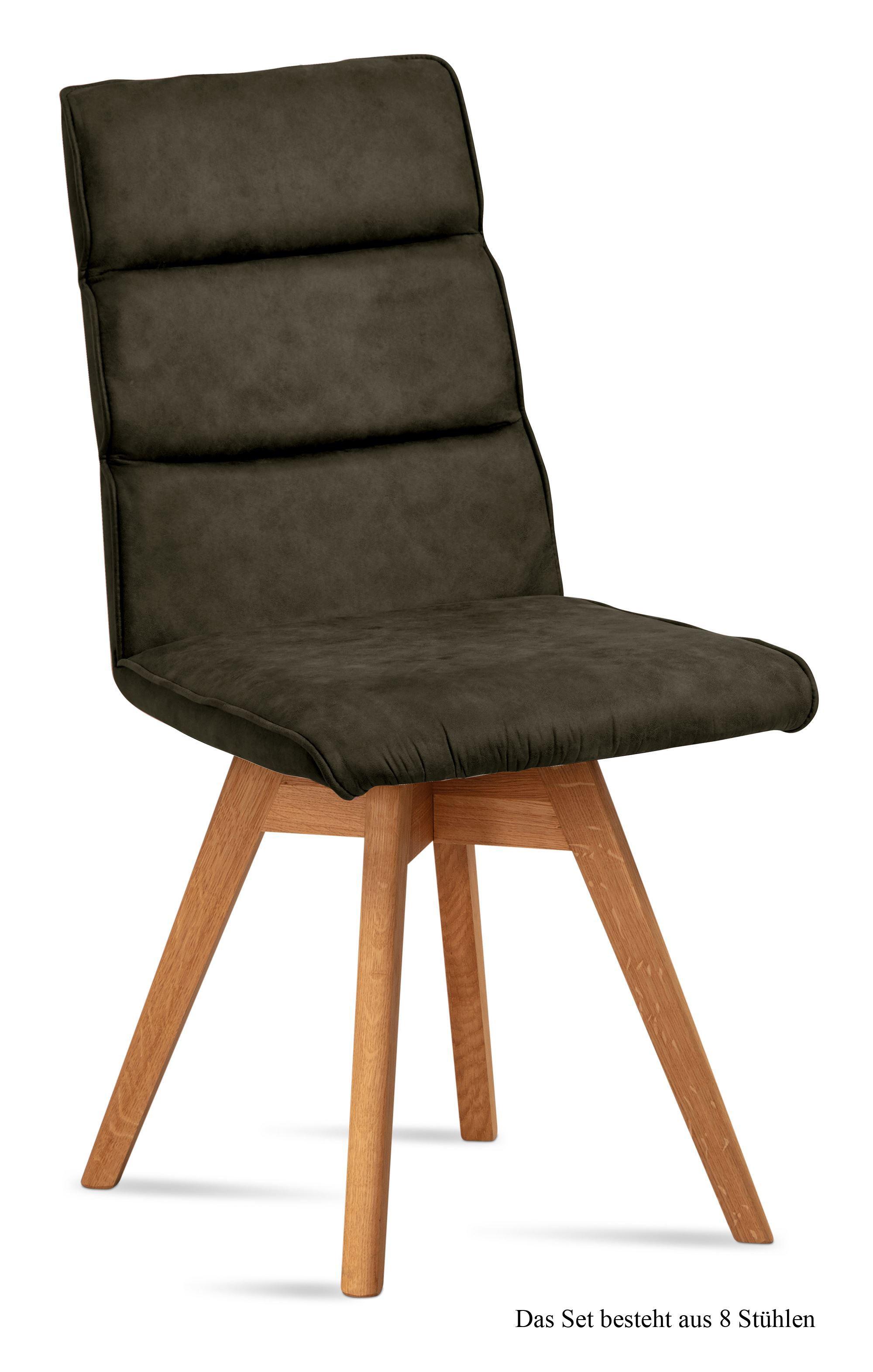 ESSZIMMERSTUHL drehbar (8er-Set) Doris 47x92x60 Eiche geölt/Khaki - Dunkelgrün/Eichefarben, Kunststoff (60/92/47cm) - 58aufmkessel