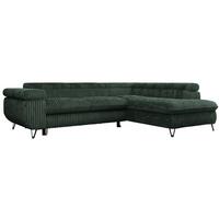 ECKSOFA PEDRO L Grün Cord - Rechts Seite - Schwarz/Grün, Textil/Metall (273/208cm) - MKS