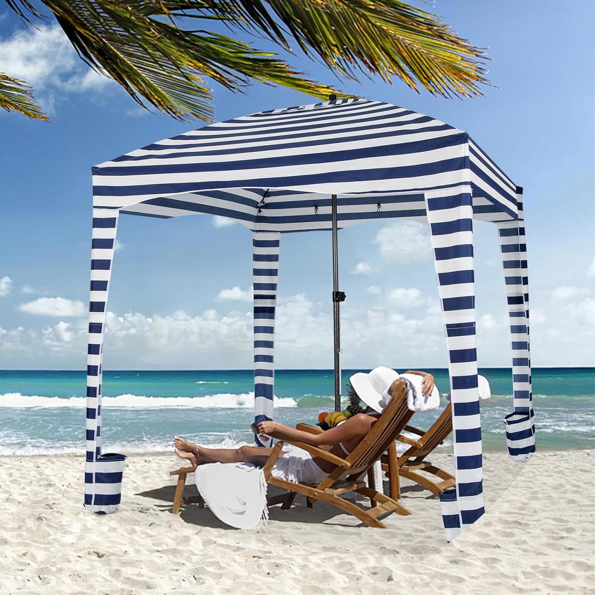 STRANDZELT Blau - Multicolor, Textil (183/240/183cm) - COSTWAY