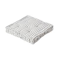 SITZKISSEN grau-weiß gestreift 50/50/10 cm - Grau, Textil (50/50/10cm) - Homescapes