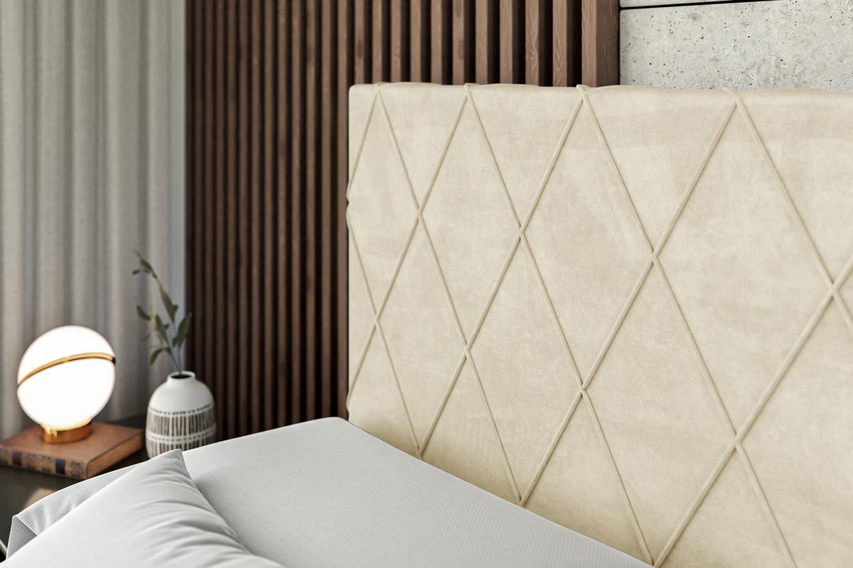 BOXBETT mit H4-Matratze und Lattenrost - LEPARO - 140x200 Beige - Beige, Holzwerkstoff (140/200cm) - ALTDECOR