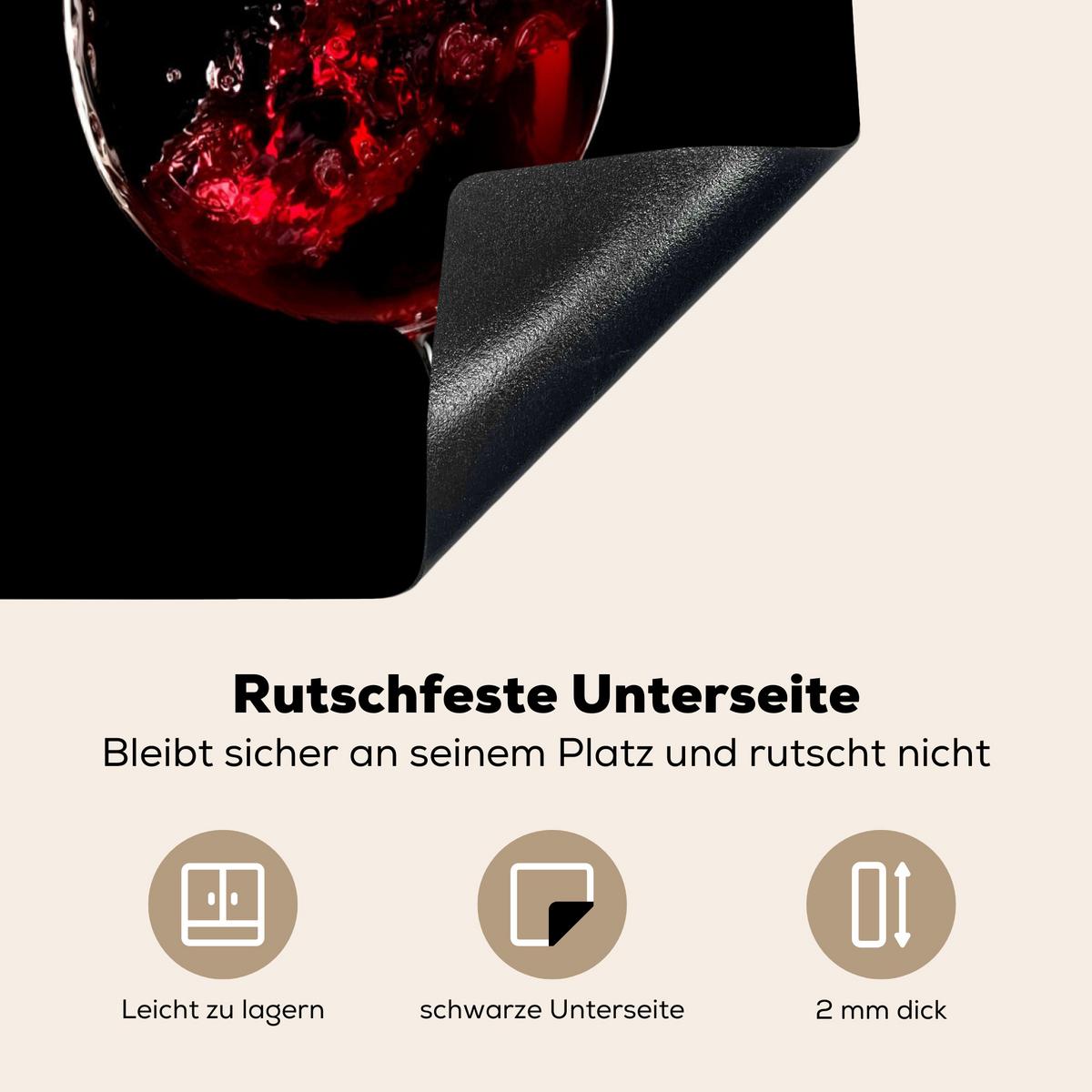 HERDABDECKPLATTE Rotwein - Weißwein - Glas - Schwarz Ceranfeldabdeckung 59x52 cm - Weinrot, Kunststoff (59/52/0.2cm) - MuchoWow
