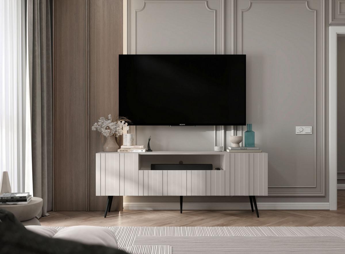 TV-SCHRANK Elpis Kaschmir Matt mit Metallbeine Glamour 150 cm - Kaschmir, Holzwerkstoff (150/60.5/36.5cm) - Meble Lindner