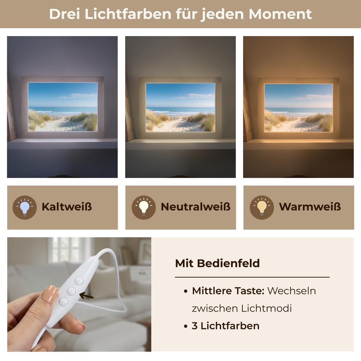 WANDLEUCHTE Strand - Meer - Düne - Sand - Sommer 20x15 cm - Sandfarben, Holzwerkstoff (20/15/8cm) - OnlyWow