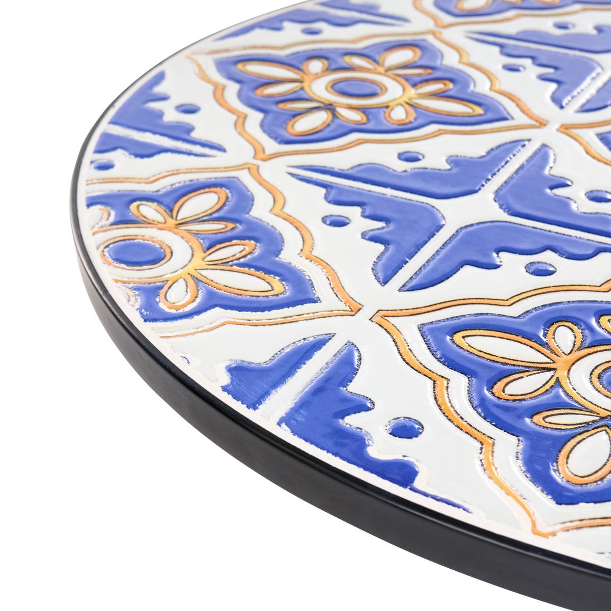 BISTROTISCH 60/60 cm Metall Weiß/Blau Siponto - Blau/Schwarz, Metall (60/60/71cm) - Beliani