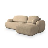 ECKSOFA MODENZA N R-S Creme Boucle-Stoff mit Schlaffunktion - Creme/Schwarz, Holz/Kunststoff (266/148cm) - MASSENO