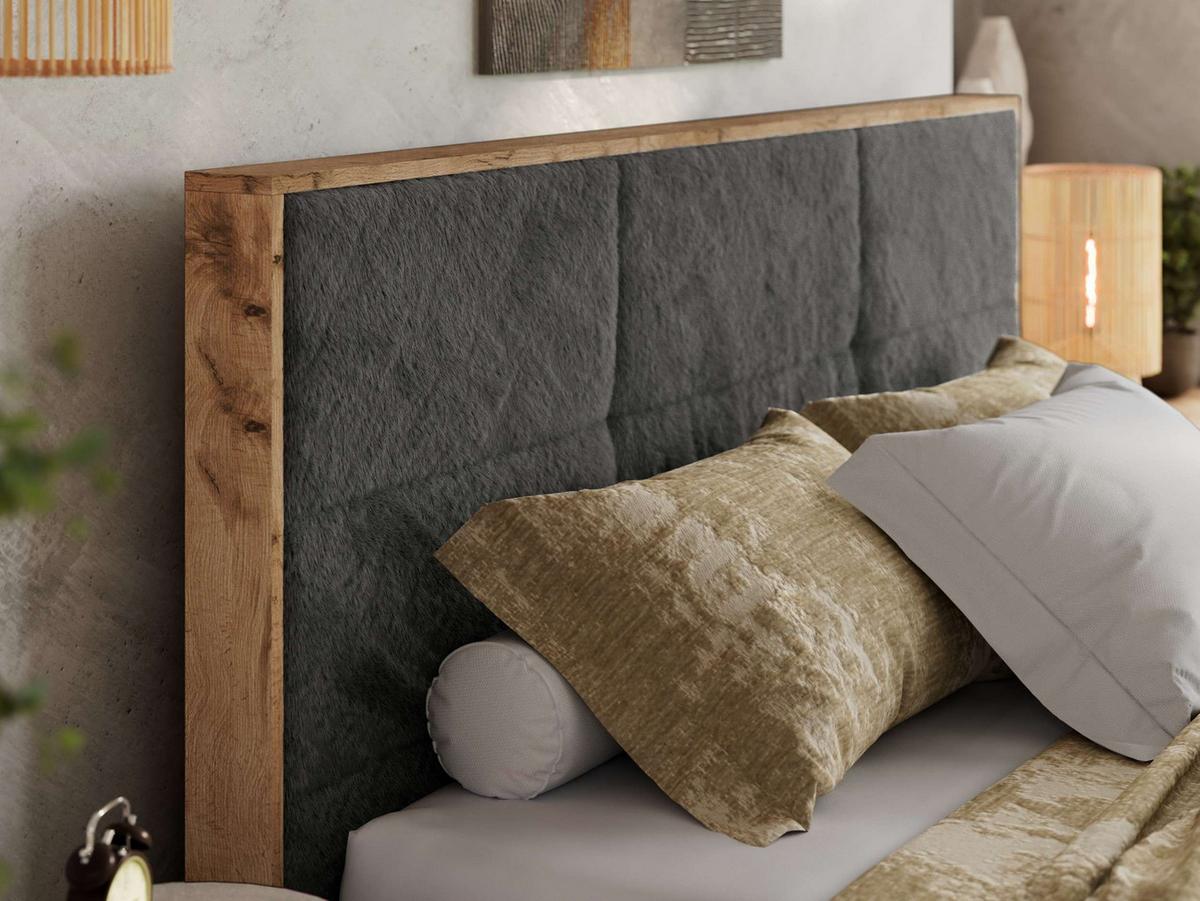 POLSTERBETT LERIO CLASSIC 160/200 - Dunkelgrau Plüsch - Multipocket-Matratze - Dunkelgrau, Textil (160/200cm) - MKS