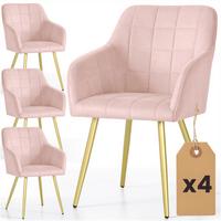 POLSTERSTUHL 4er Set, Metallbeine Rosa, Gold 54/82/58 - Rosa, Textil (54/82/51cm) - RAUMHIRSCH FURNITURE