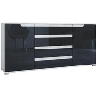 SIDEBOARD Sylt Schwarz Hochglanz / Weiß Hochglanz - Schwarz Hochglanz, Holzwerkstoff (166.5/75.5/35cm) - Vladon
