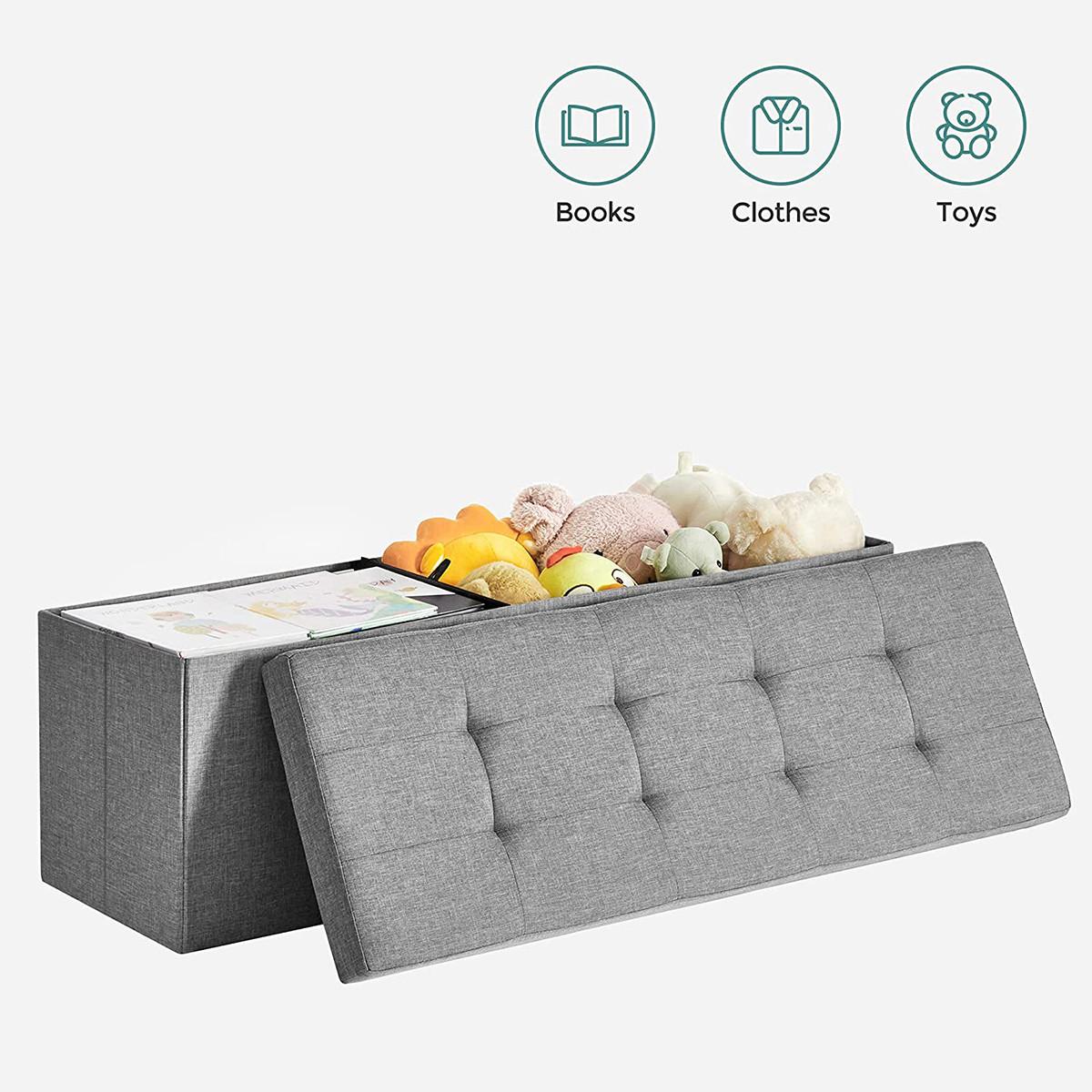 SITZBOX mit 2 Innenfächern - L110 cm - Grau, Holzwerkstoff (38/38/8cm) - Calicosy