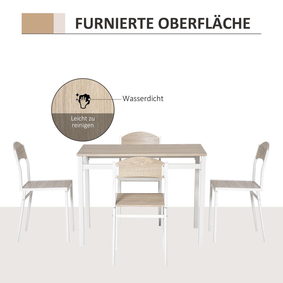 ESSTISCHSET Tischgruppe 5-teilig Essgruppe Esszimmergarniturset Sitzgruppe - Hellgrau, Kunststoff (63/76.5/100cm) - HOMCOM