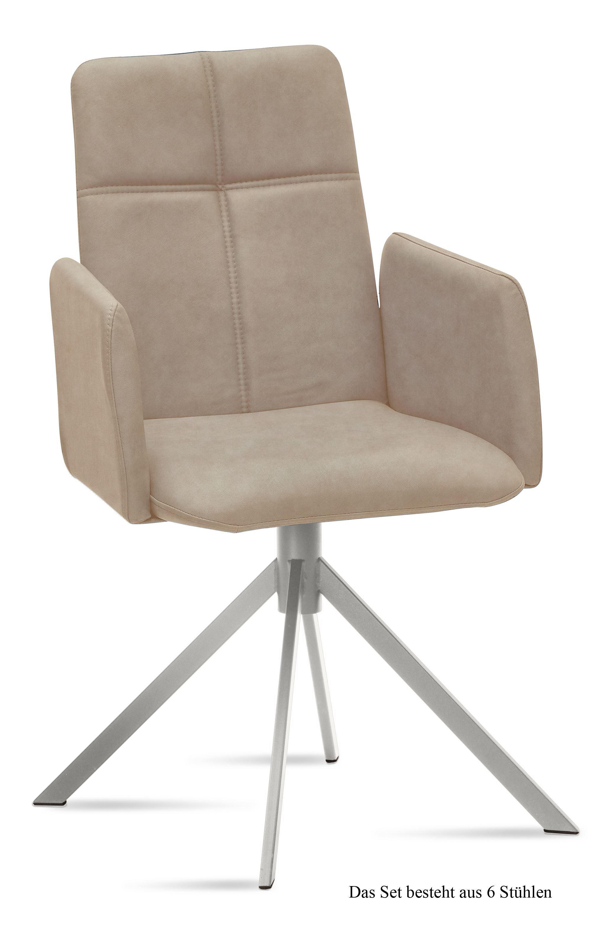 ARMLEHNSTUHL (6er-Set) Dorisa 52x92x60 Edelstahl/Natur - Edelstahlfarben/Naturfarben, Kunststoff (60/92/52cm) - 58aufmkessel
