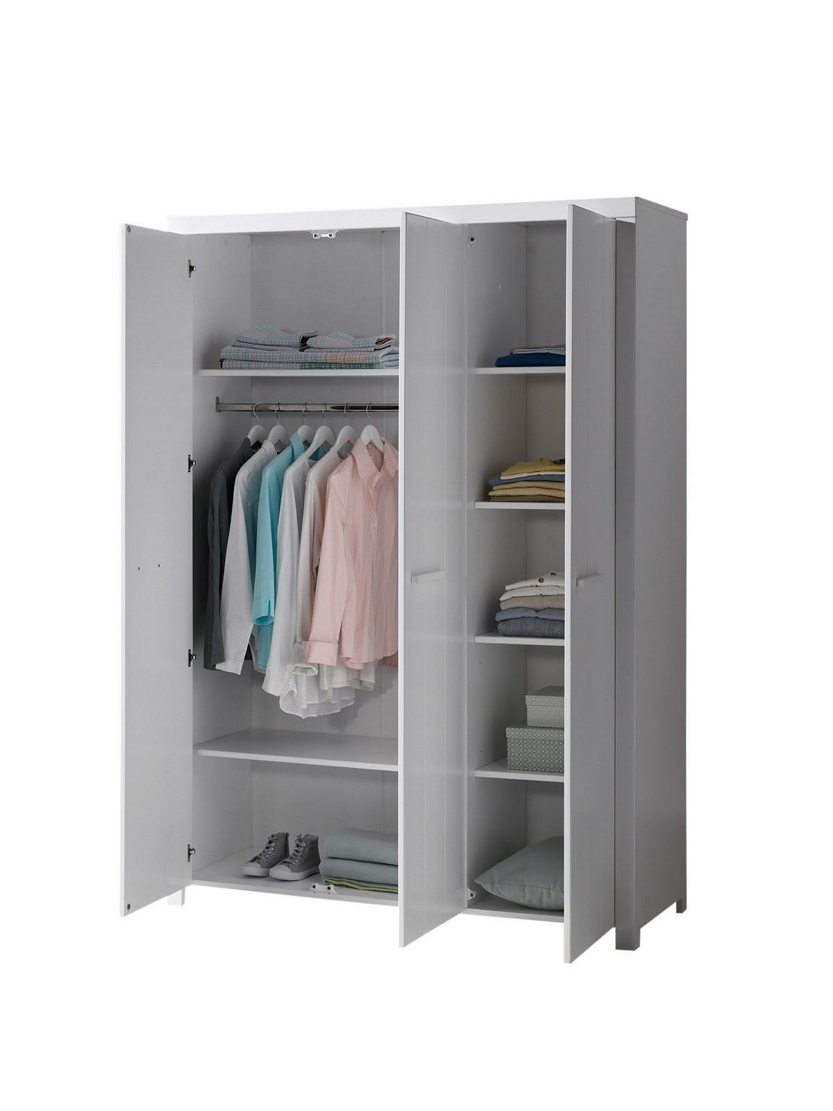 KINDERZIMMERSCHRANK Karalynn 144x58x206 mit 3 Türen MDF Weiß - Weiß, Holzwerkstoff (114/206/58cm) - 58aufmkessel