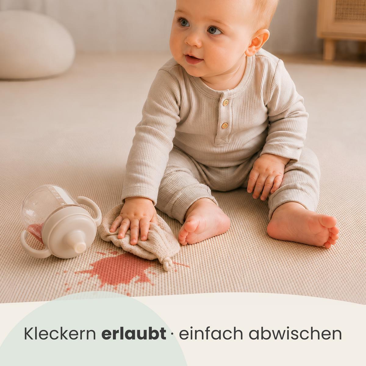 SPIELMATTE ab Null - 90/90/1 cm Puzzlematte Beige - Beige, Kunststoff (30/30cm) - Littletom