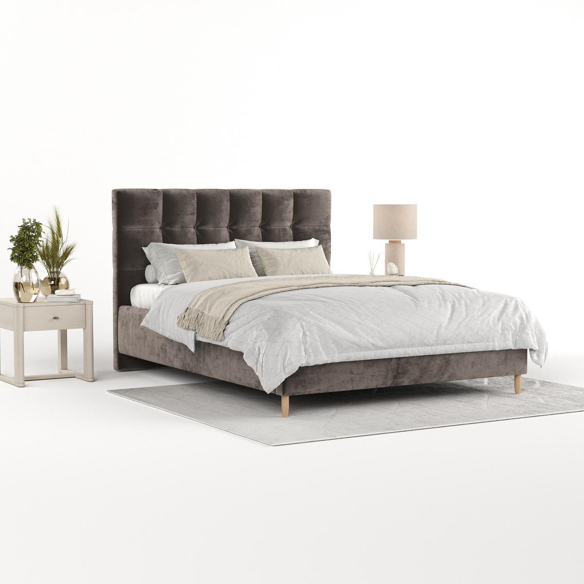 POLSTERBETT Cora 180/200 cm Braun im Lotta Stoff - Naturfarben/Braun, Holz/Holzwerkstoff (180/200cm) - AltaBeds