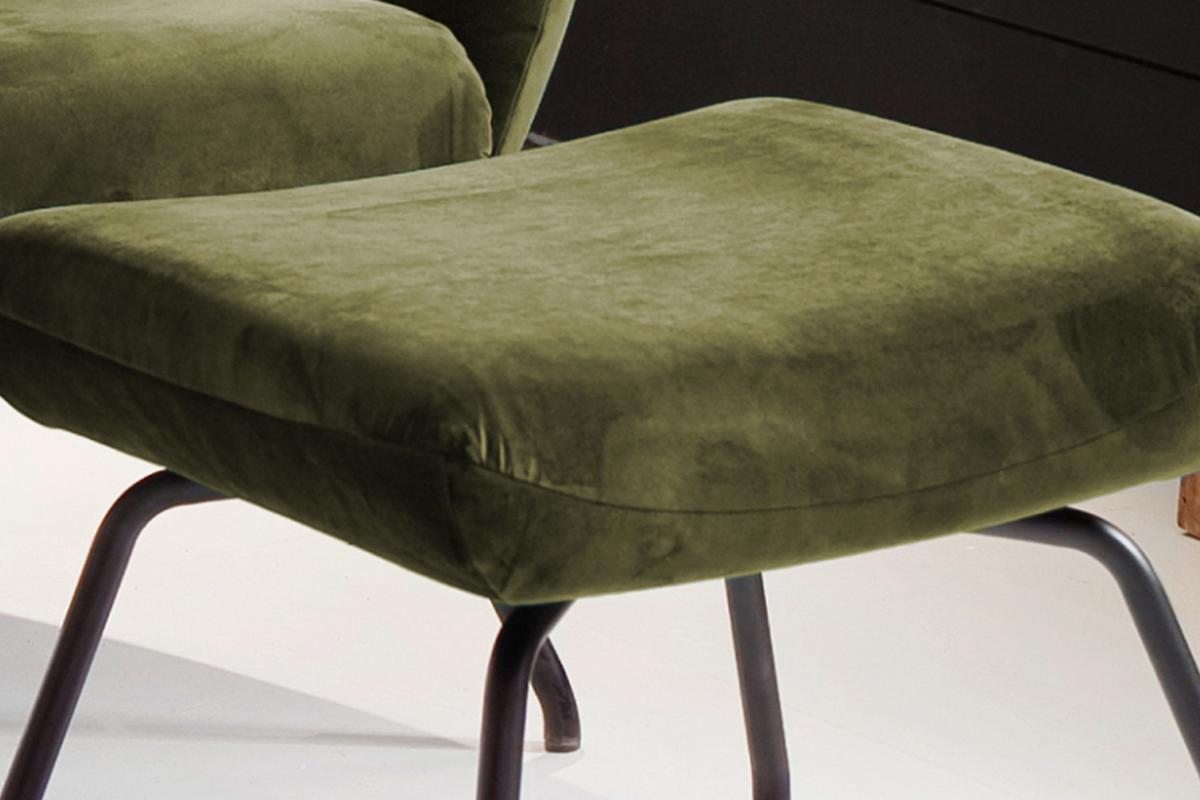 HOCKER LOTTE Grün Velvet - Olivgrün, Textil/Metall (57/44/52cm) - KAWOLA