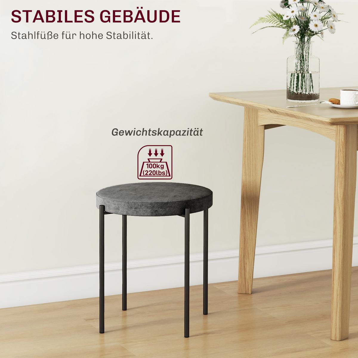 4ER-SET Esszimmerhocker Esszimmerstühle Küchenstuhl modern Polyester Metall Grau - Grau, Kunststoff (41.5/46/41.5cm) - HOMCOM
