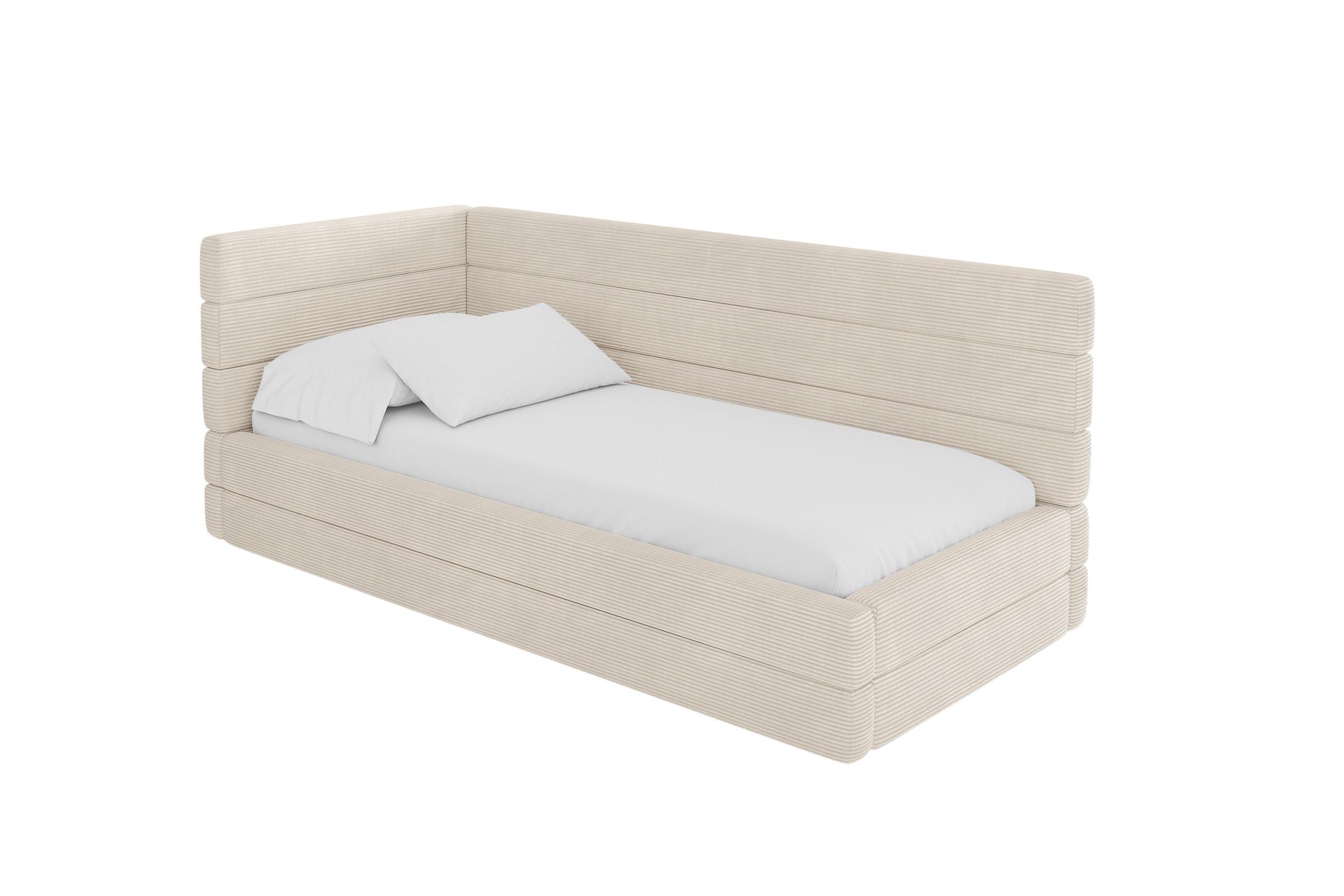 EINZELLBETT Jugendbett mit Bettkasten und Matratze H3/H4, Rechts - BEMY 100x200 Beige - Kaschmir, Holzwerkstoff/Textil (100/200cm) - ALTDECOR