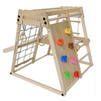 KLETTERGERÜST MINI für Kinder mit Rutsche - Naturfarben, Holz (102/98cm) - Juskys