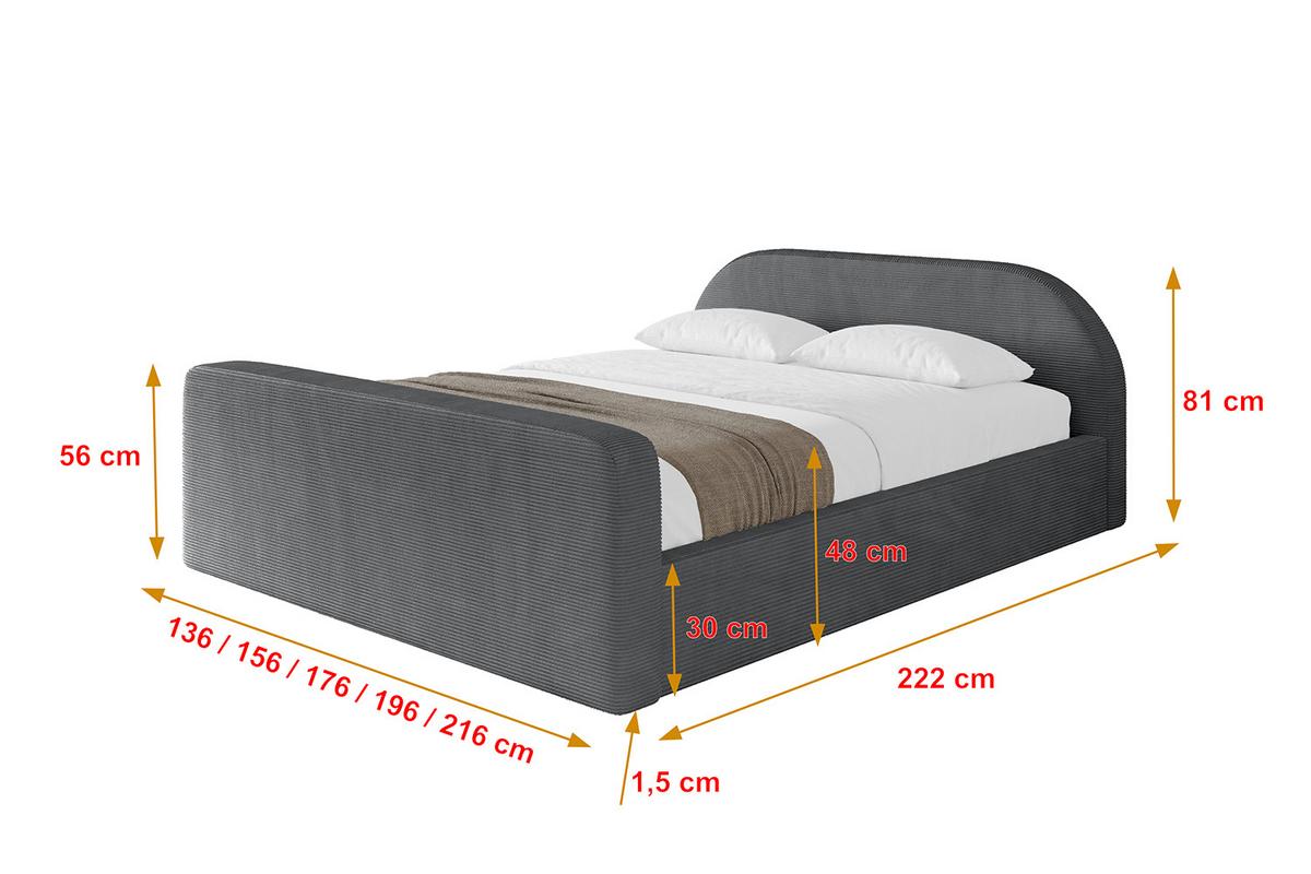 POLSTERBETT mit Bettkasten, Fußteil und Lattenrost, Boxbett mit Matratze H3/H4 - TIVON-Z-V1 180x200 Dunkelgrau - Anthrazit, Holzwerkstoff/Textil (180/200cm) - ALTDECOR