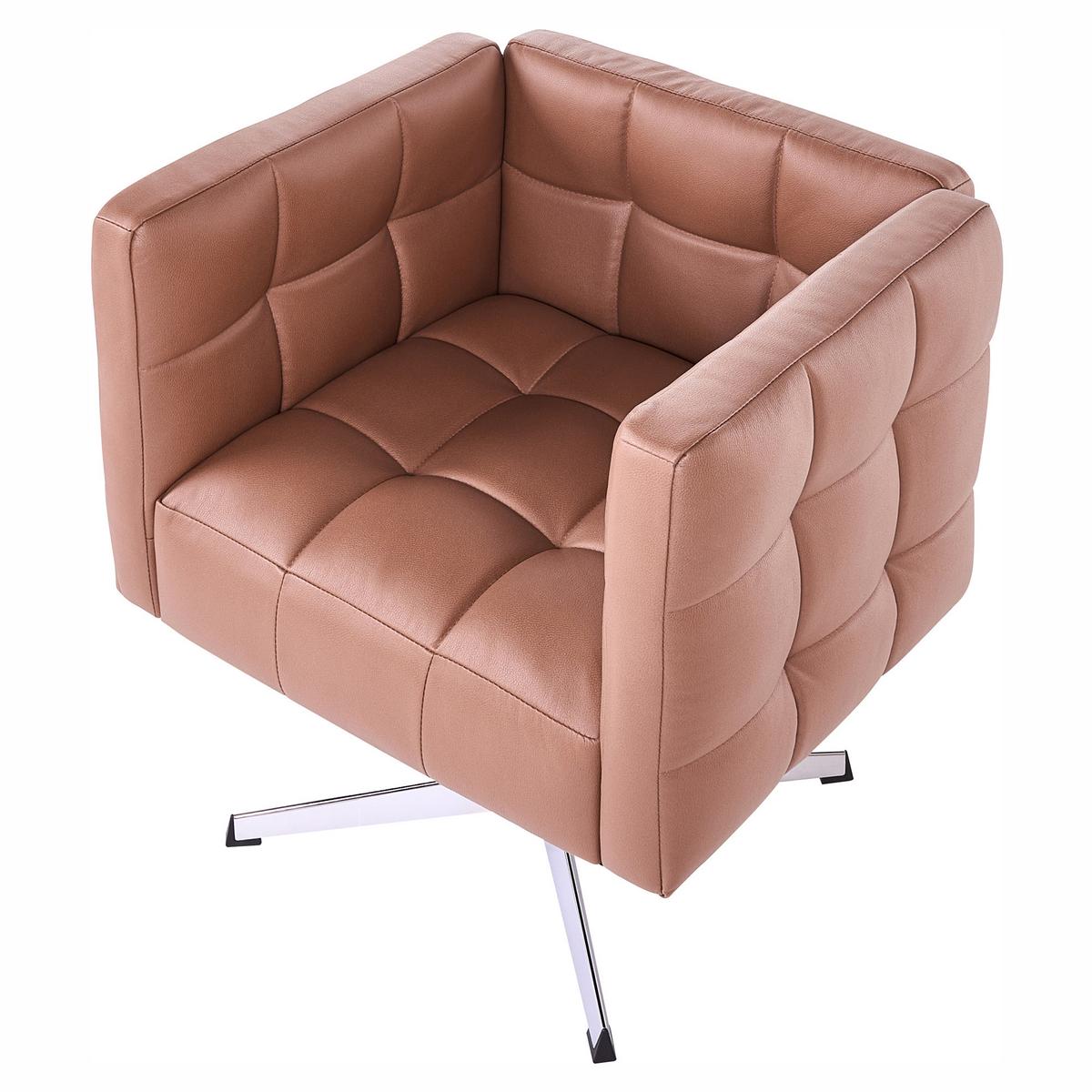 DREHSESSEL Kunstleder Braun Levanger - Silberfarben/Braun, Kunststoff/Metall (71/77/67cm) - Beliani