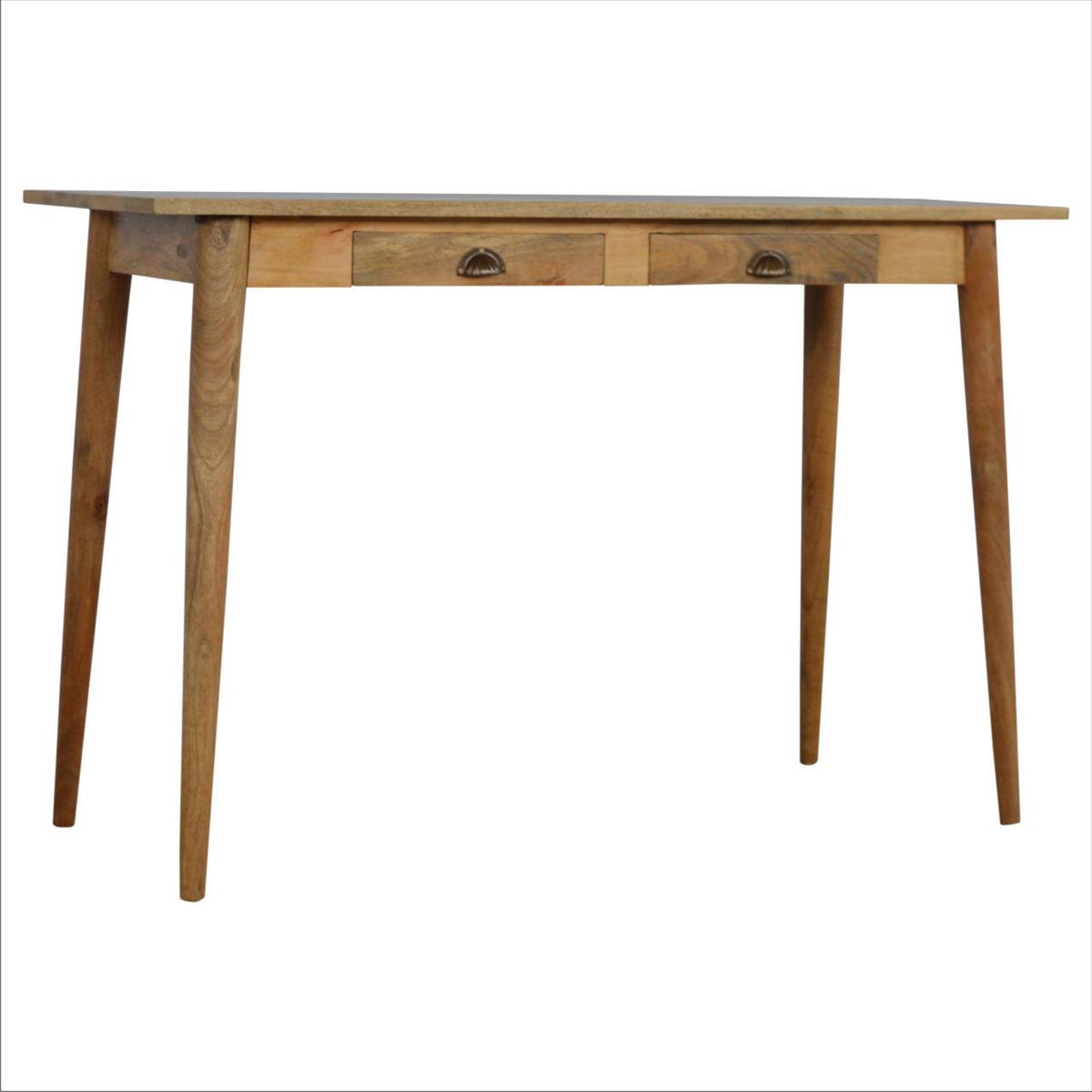 SCHREIBTISCH Akins, 2 Schublades, Nordische Beine - Messingfarben/Braun, Holz/Metall (45/120/78cm) - Artisan Furniture