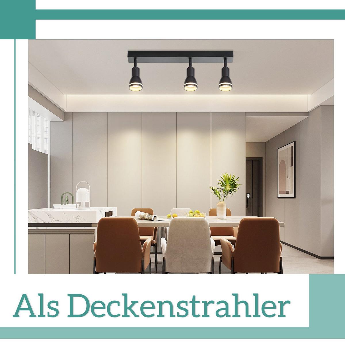 DECKENSTRAHLER Heidelberg 3-flammig 42/5.5/15.7 cm - Schwarz, Metall (42/5.5/15.7cm) - Nettlife