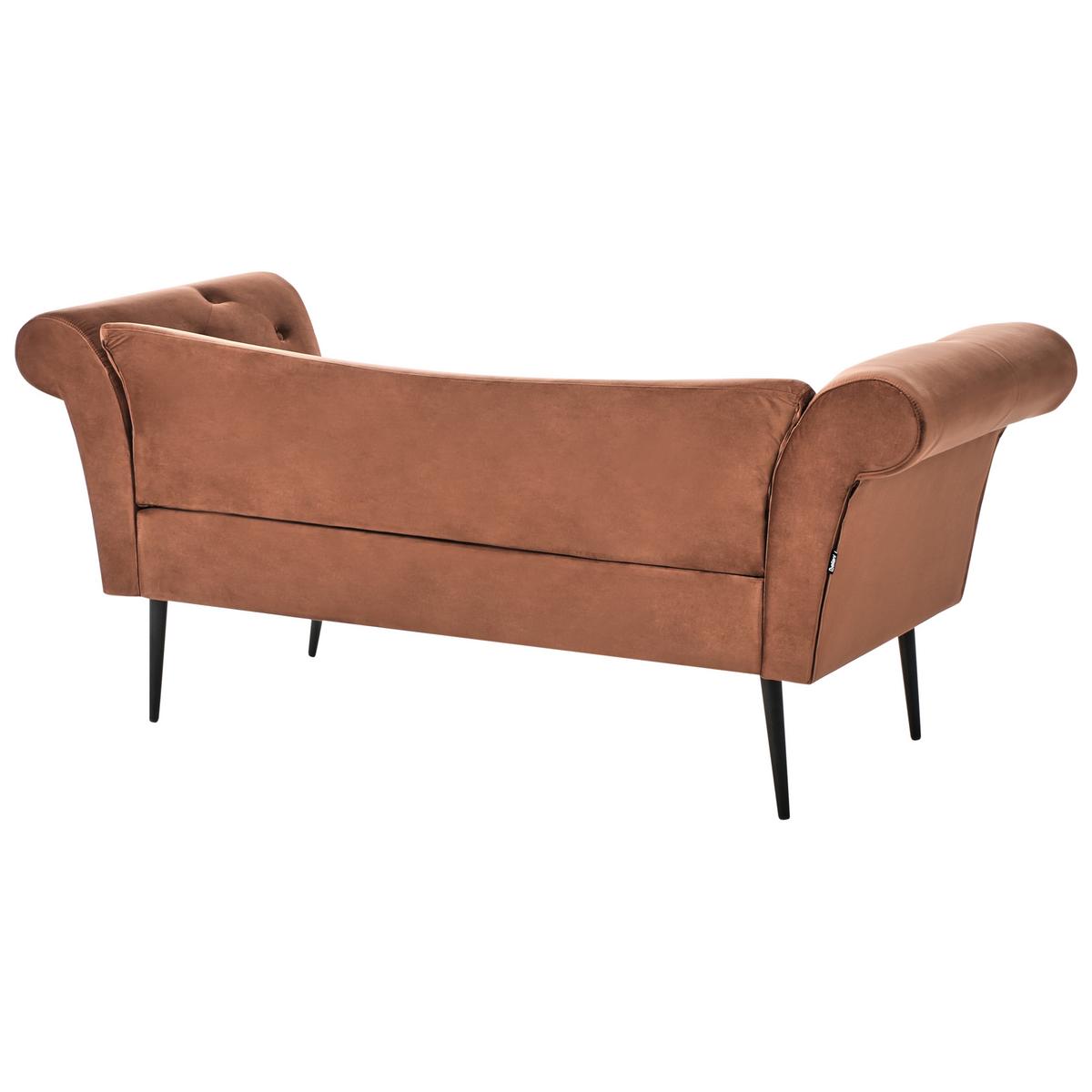 CHAISELONGUE Samtstoff Goldbraun Nantilly - Goldfarben/Schwarz, Textil (175/76/69cm) - Beliani