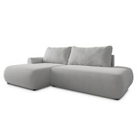 ECKSOFA NUVIRA CL L-S Hellgrau Samtstoff mit Schlaffunktion - Hellgrau, Holzwerkstoff/Textil (279/158cm) - MASSENO