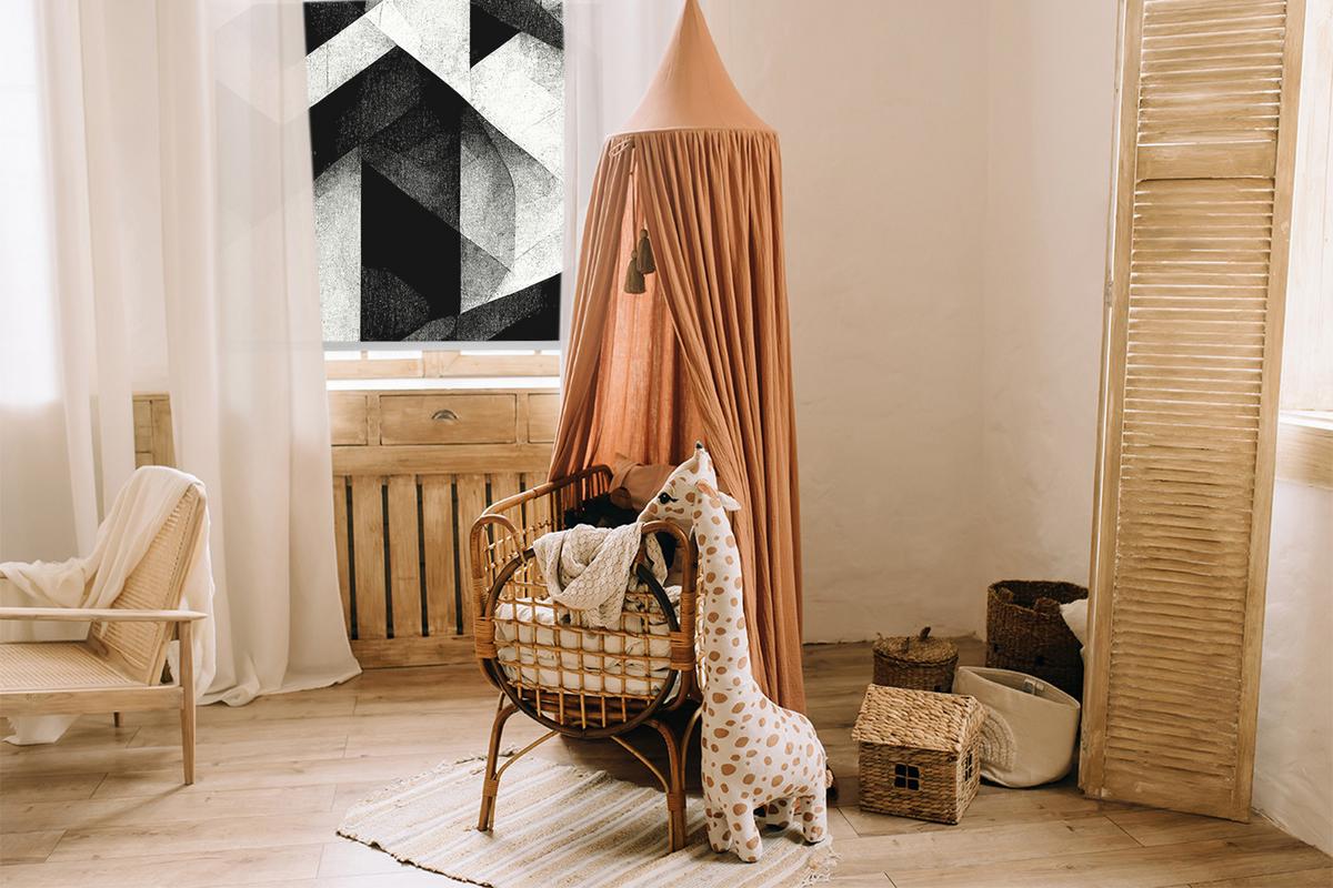 INNENROLLO - Fensterrollo - Rollo - 60x40 cm - Dreiecke in der Abstraktion - Schwarz, Kunststoff (60/140/0.5cm) - TULUP