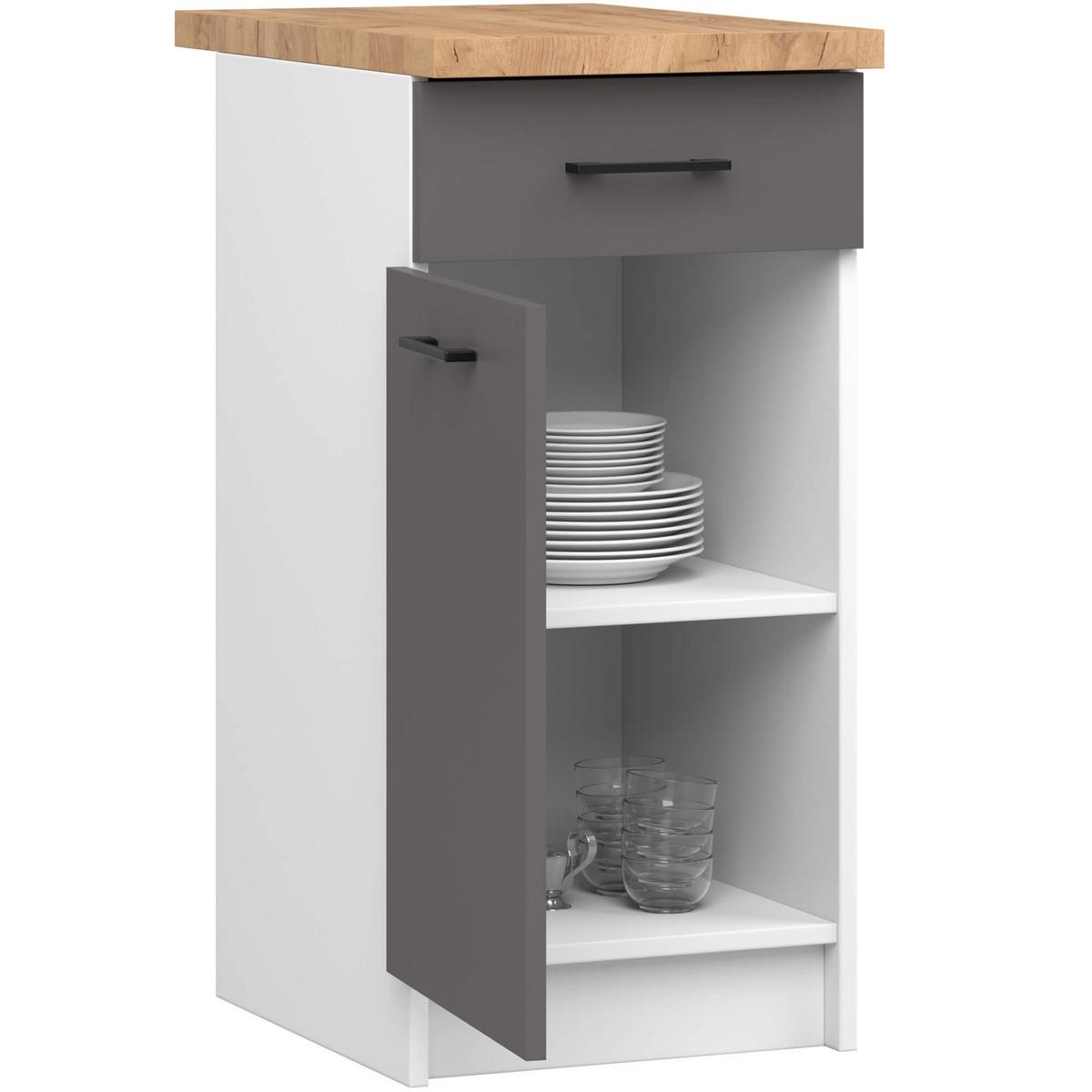 UNTERSCHRANK Weiß, Graphit Grau 85/40/46 - Dunkelgrau/Weiß, Holzwerkstoff (40/85/46cm) - RAUMHIRSCH FURNITURE