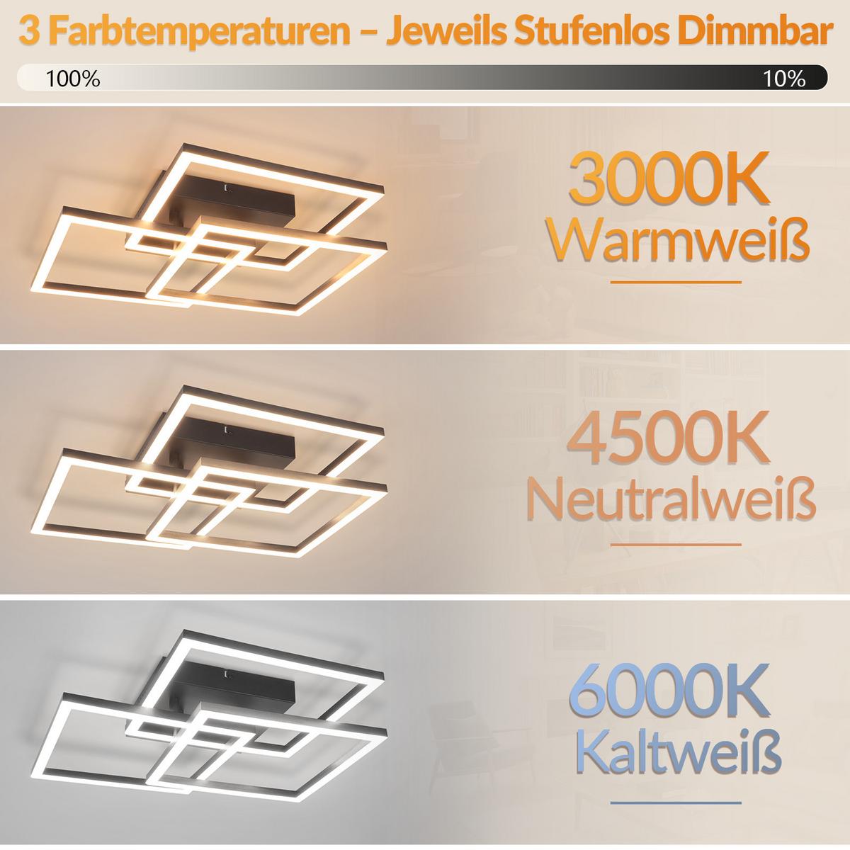 LED DECKENLEUCHTE Lysven 40/40/8.7 cm - Schwarz, Kunststoff (40/40/8.7cm) - ZMH