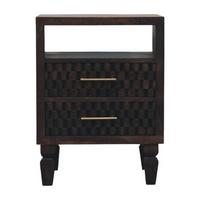 NACHTTISCH Rich-Velvet-Mocha-Finish, 2 Schubladen, 1 offenes Regal, Dunkelbraun - Dunkelbraun, Holz/Metall (35/60/45cm) - Artisan Furniture