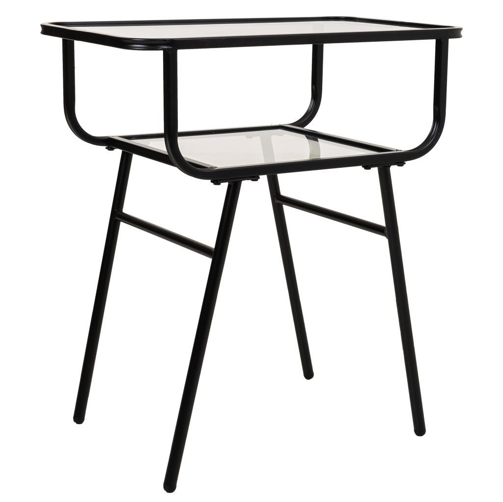 NACHTTISCH aus Metall und Glas, grau, 60x35x66cm - Grau, Metall (60/65.5/35cm) - Wanderlust