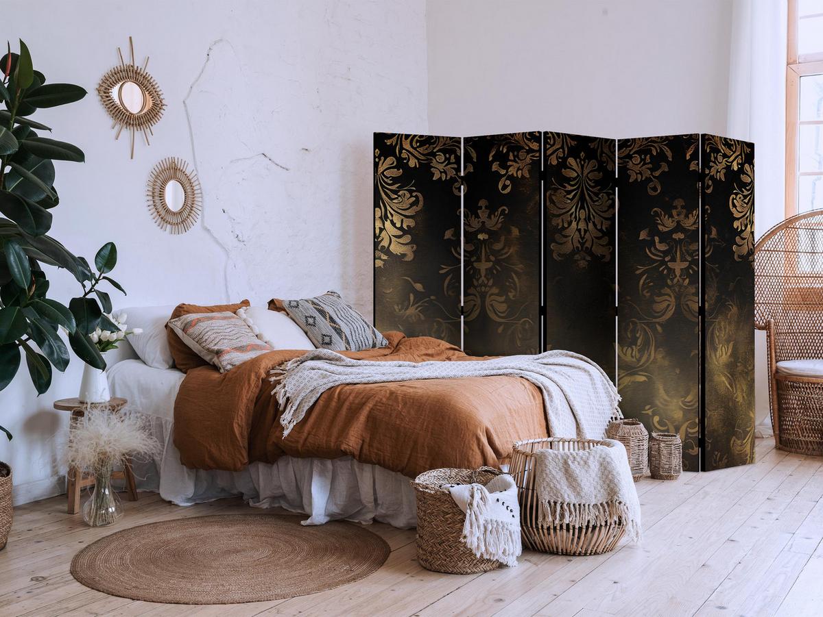PARAWAN Ornamenty Barokowe W Spatynowanym Złocie I W Brązach - Retro Motyw 225x172 - Braun, Holz/Textil (225/172/3cm) - Muralo