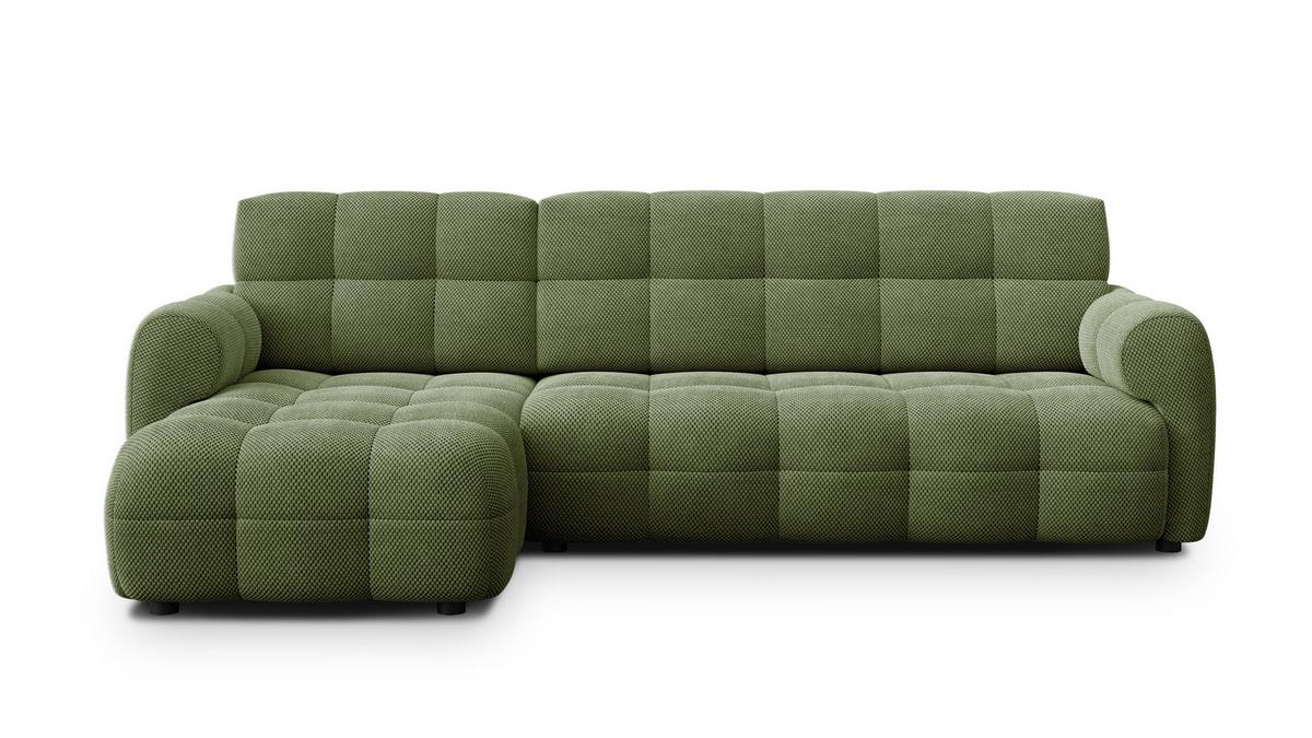 ECKSOFA MELLOW 4-Sitzer, olive - Schwarz/Grün, Holz/Textil (262/156cm) - Wozimo