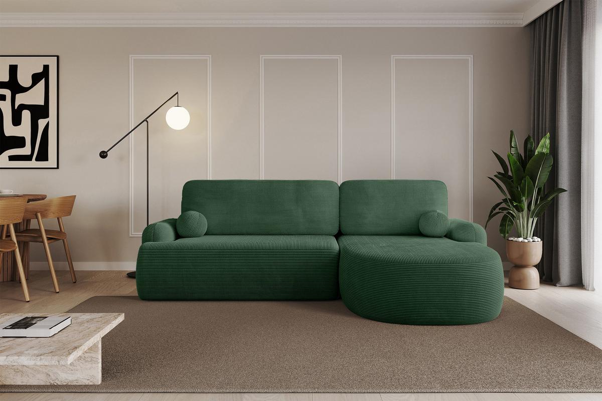 ECKSOFA mit Schlaffunktion und Bettkasten LIRA-L - 264x172x89 Grün - Grün, Holzwerkstoff/Textil (172/264cm) - ALTDECOR