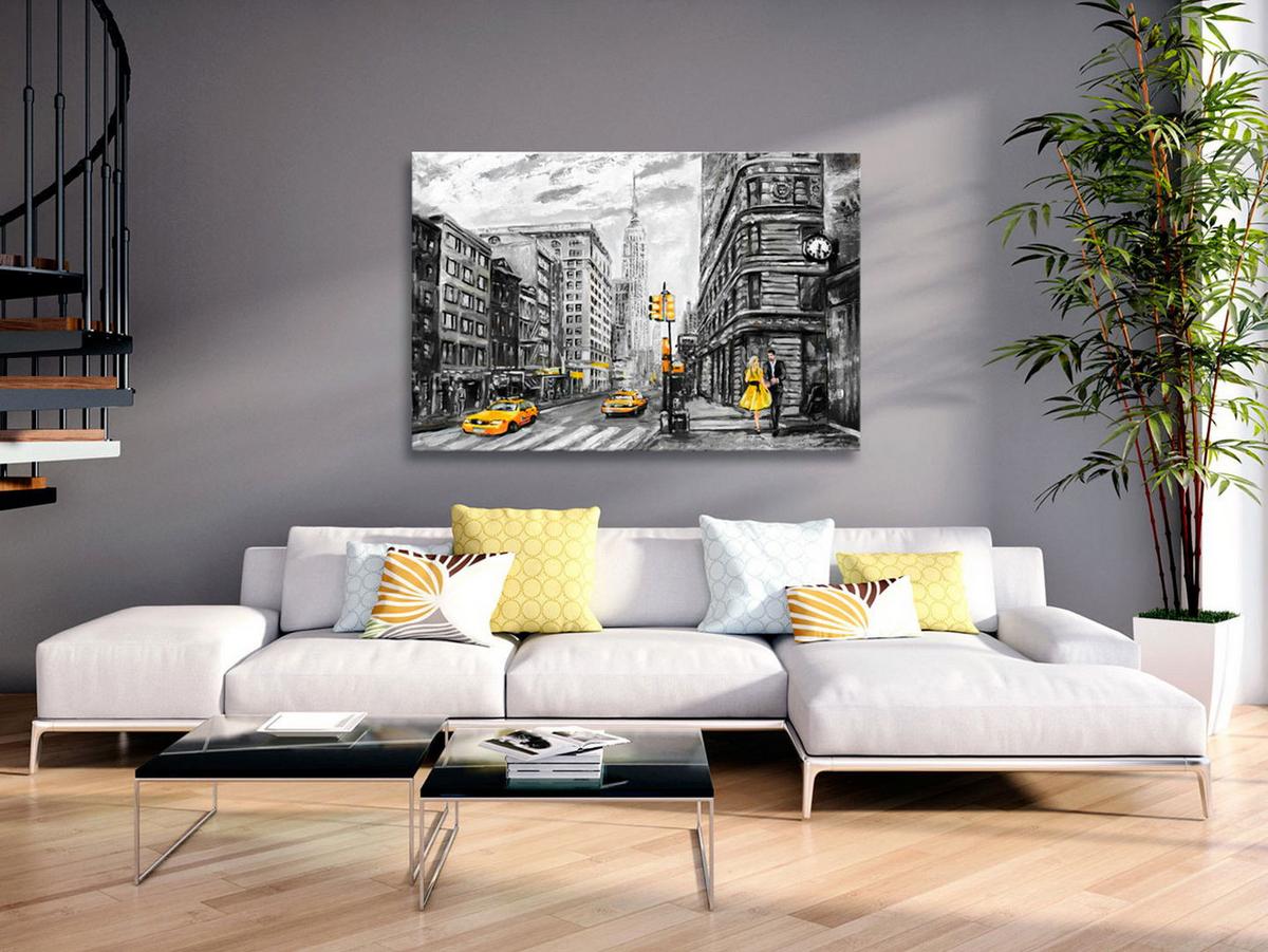 KUNSTDRUCK Schwarz-Weiß 120/80 cm - Gelb/Schwarz, Textil (120/80cm) - KUNSTLOFT
