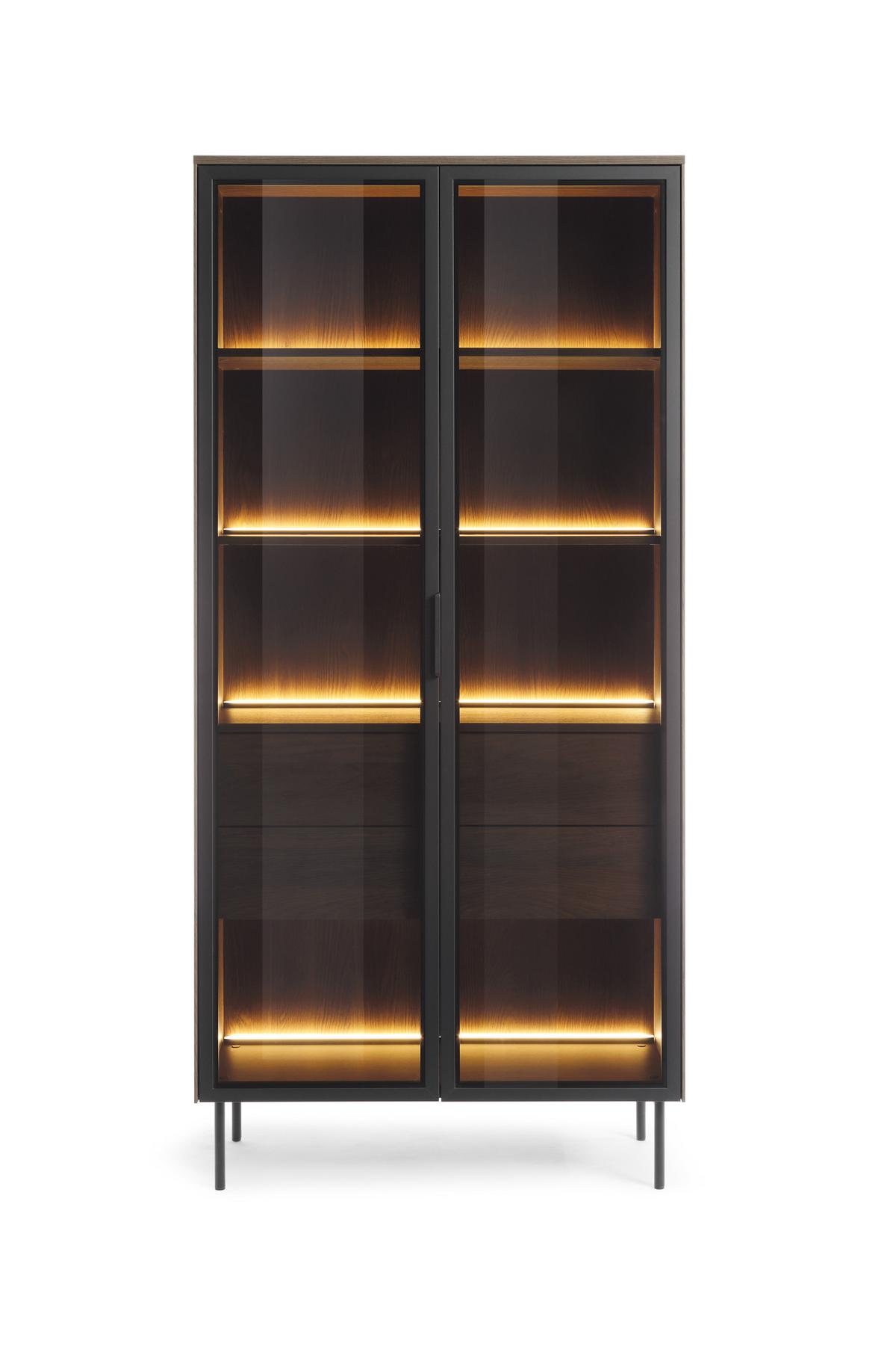 VITRINE GLORIA 194,6 / 91,5 cm in Eichefarben - Eichefarben, Holzwerkstoff (91.5/194.6/39.3cm) - MASSENO