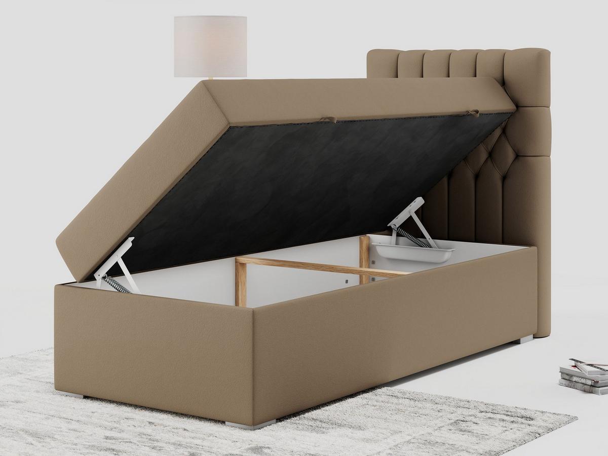 BOXBETT PERA 90/200 Braun Kunstleder - H3 - Rechts Seite - Braun, Holz/Textil (90/200cm) - MKS