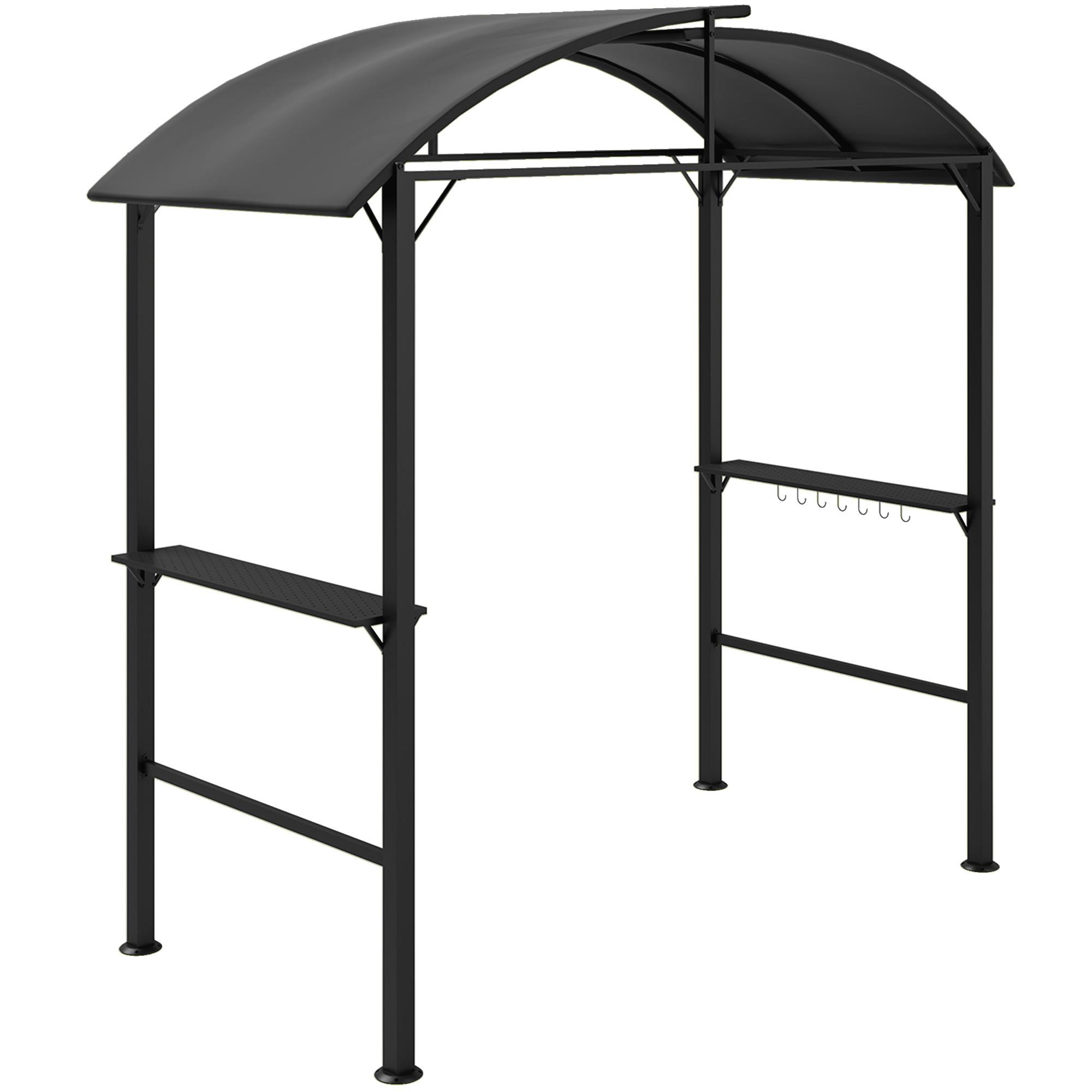 GRILLPAVILLON mit Doppeldach 233 x 110 x 235 cm - Dunkelgrau, Metall (110/235/233cm) - Outsunny